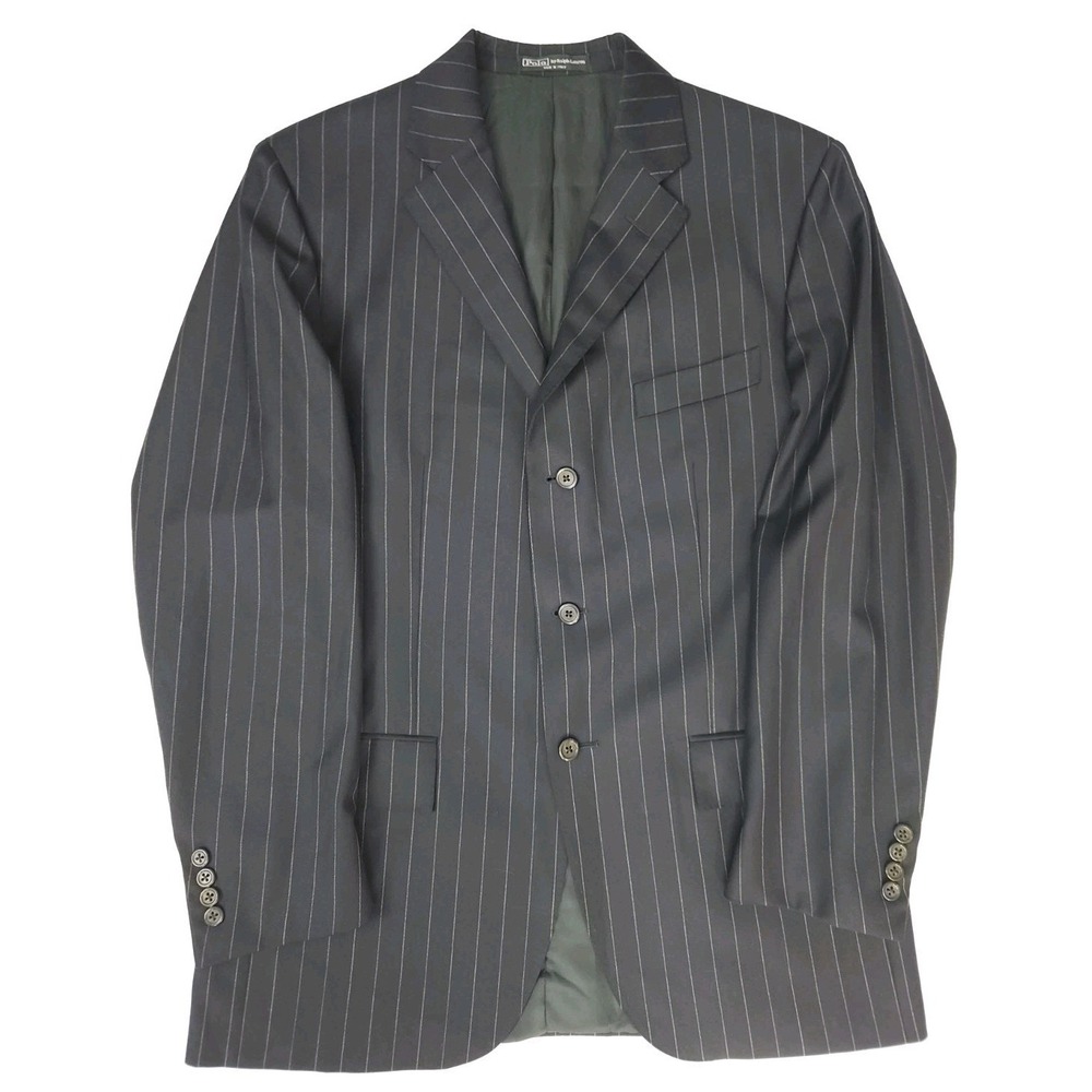 Polo Ralph Lauren Men's Pinstripe Wool Blazer Made in Italy Navy Sz 42R